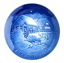 Vintage 1975 Bing & Grondahl Christmas Jule Old Water Mill Blue White Plate
