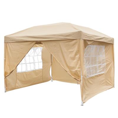 10' x 10' EZ Pop Up Gazebo Canopy Tent PartyTent with Sidewalls Carry Bag Khai