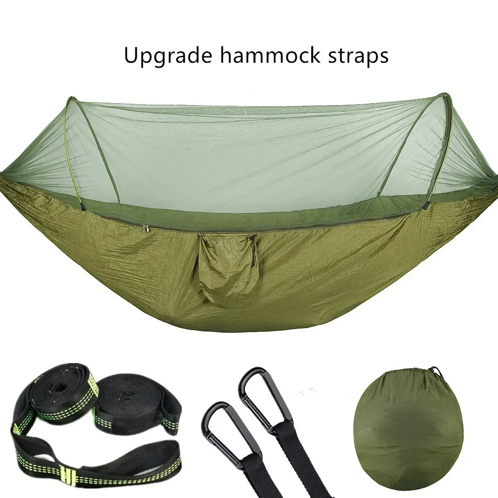 Hamaca de Camping con Mosquitera Pop-Up Luz Portátil Exterior Columpio Dormir