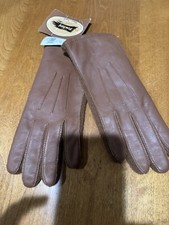 Ladies Sears L/XL Vintage Fownes Fine Leather Fleece Lined Brown Gloves NWT