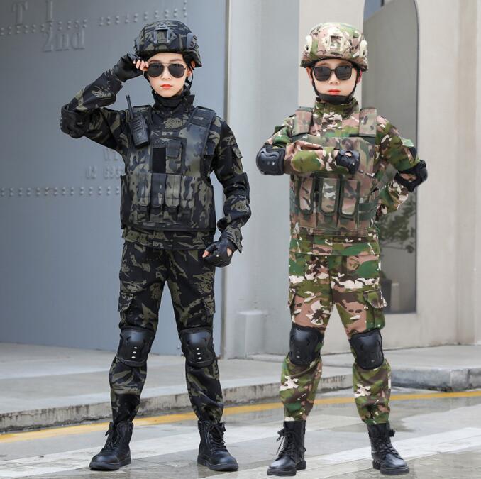 New Kid Child Outdoor Tactical Suit Uniforms Boy Girl Camo Tops+Pant Outfits Set