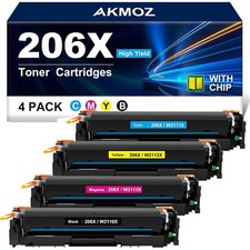 4 Pack 206X Printer Toner Cartridges Fit For HP 206A M283 M255 w/ Chip 5396A9B