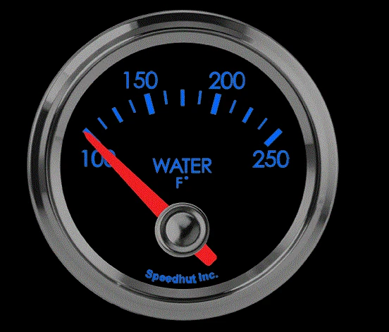 Speedhut 2-1/16" Water Temp 100-250F 90 Degree White Face/Numbers Glow Blue - Image 2 of 4