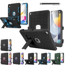 For iPad 7/8/9/10th Gen Case Heavy Duty Shockproof Stand Cover Screen Protector