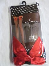 LEG AVENUE STYLE 9018 BLACK FISHNET THIGH HIGH with SATIN BOW - One Size