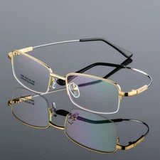 Men's Half Rimless Flexible Metal Eyeglass Frames Myopia Rx able Glasses Eyewear