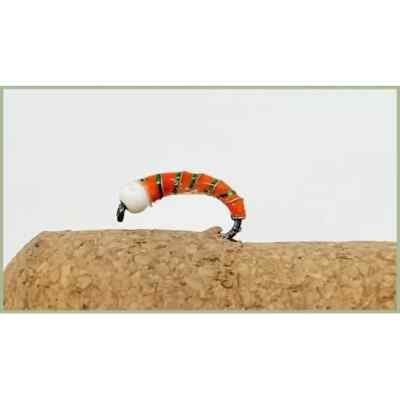 Eistüte Forellenfliegen, 6er Pack orange BARBLESS, gemischt 10/12, Fliegenfischen