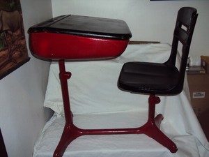 Vintage Retro 1930s Child S School Desk W Chair Wood Grade School