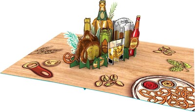 Bierliebhaberkarte - Pop-Up mit Bierflaschen und Brezeln - perfekt für Geburtstage