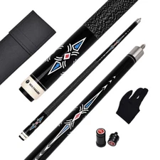 2-Pcs 58'' Stylish Billiards Pool Cue with Stainless Steel Joint and Linen Grip