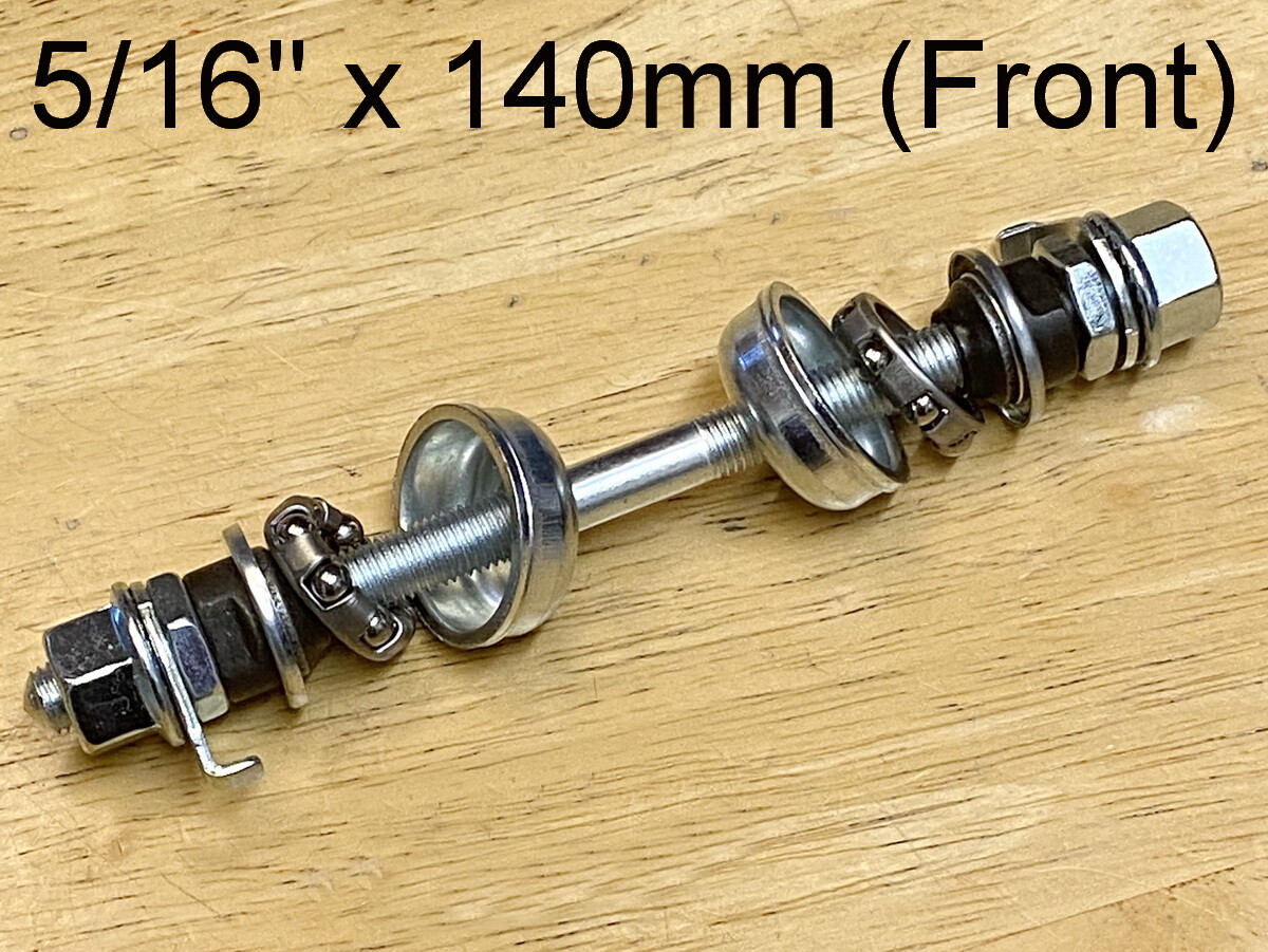 New Front Hub Axle Spindle 5/16”x140mm with Bearings & Cups Bicycle