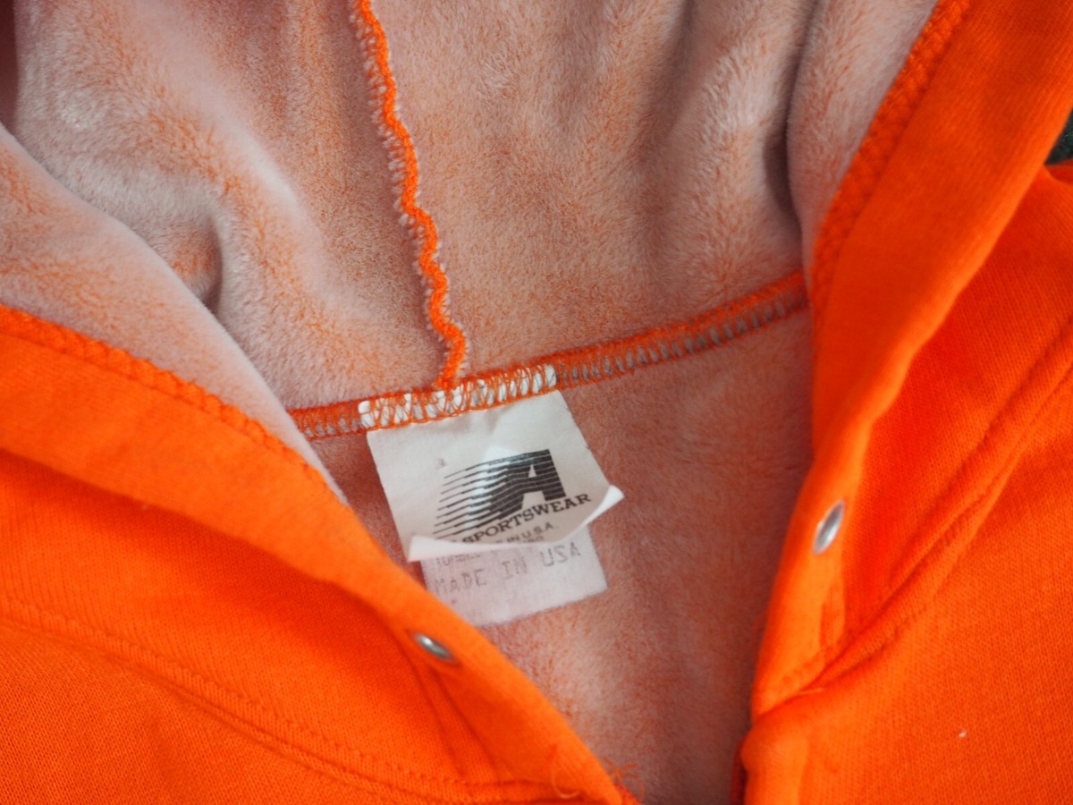 トップス 80s ACE SPORTSWEAR zip-up hoodie Vintage Orange Ace Sportswear INC Zip-up Themal Hoodie Boxy