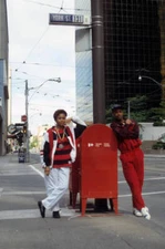 Rapper Michie Mee and DJ L.A. Luv appear in a portrait taken on J - Old Photo 9