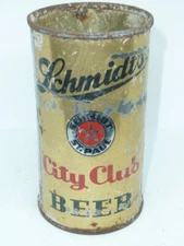 Empty Top Opened 12oz Schmidt's City Club Beer Flat Top