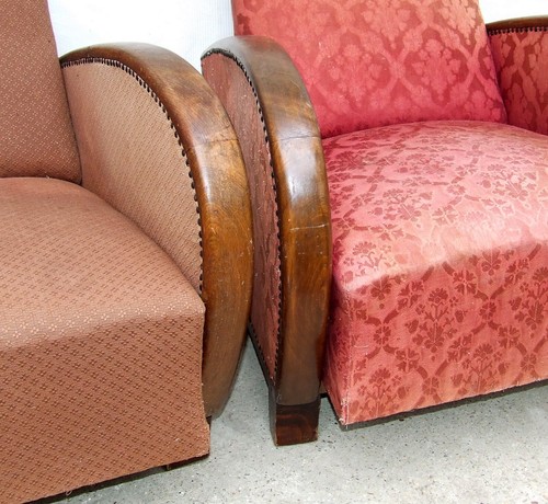 Paar Art Deco Sessel, Club Cocktailstühle. Antik Vintage Halabala 1920. - Bild 11 von 15