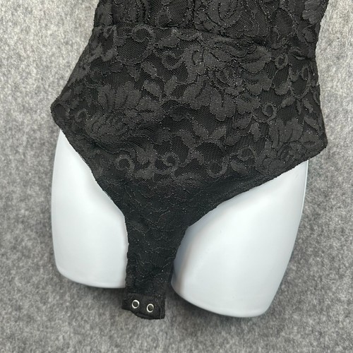 VTG Windsor Bodysuit Lace Lined Cami Womens M Black Thong Fairy Goth Witchy USA - Picture 4 of 11