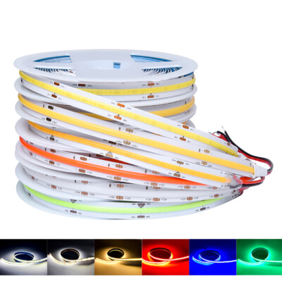 DC12V 24V COB LED Strip Light 8mm High Density Flexible Tape Light Dimmable FOB