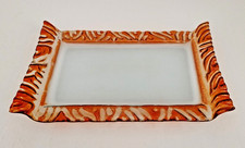 Piatto Vassoio in Vetro Decorato Colorato Epoca Anni 2000 cm 30 x 20 Nuovo