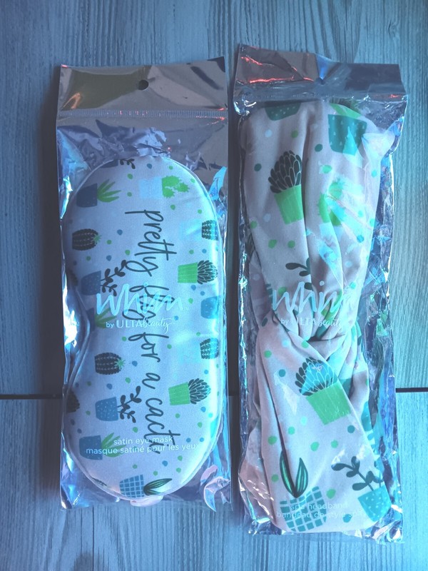 WHIM by ULTA BEAUTY Spa Headband AND Satin Eye Mask "Pretty Fly For A Cacti" NEW