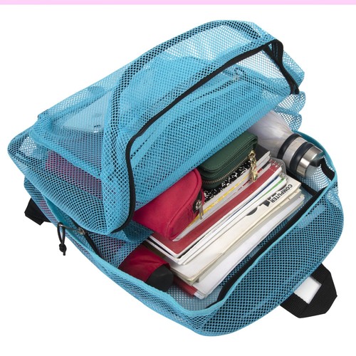 Heavy Duty Mesh Backpack See Through Backpack w/ Padded Straps for School Travel - Zdjęcie 6 z 7