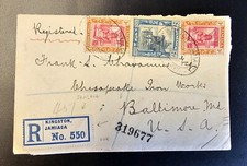 JAMAICA 1924 Registered Cover #550 Postmark New York Baltimore Maryland Nice