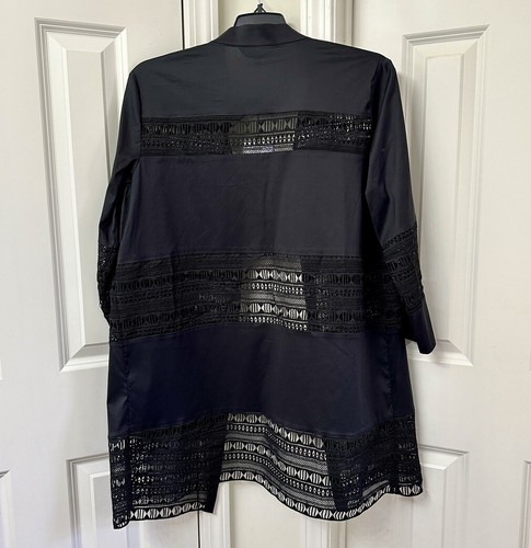 Ming Wang Damen Jacquard Strick Jacke, Gr. M, schwarz - Bild 2 von 5