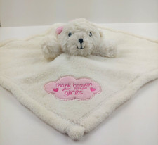 Baby Gear White Bear Thank Heaven for Little Girls Pink Bow Soft Lovey Sewn Eyes