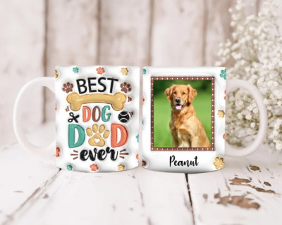 Beat Dog Dad Mug, Customized Personalized With Photo of Your Dog Ceramic 11oz