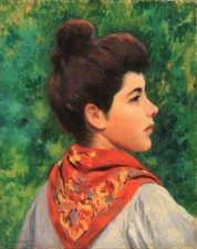 The Girl in the Red Scarf : Federico Zandomeneghi : Archival Quality Art Print