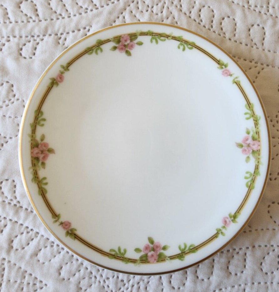 Theodore Haviland Limoge France Dessert Plates Set Of 3 Pink Roses Gold