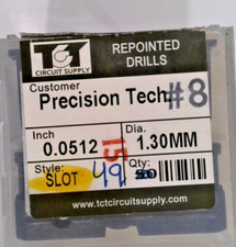 TCT REPOINTED DRILLS SLOT 1.30MM 0.0512" DIA 0.343" FLUTE LOT OF 50 