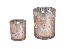 Formano Windlicht "Streublumen" satiniertes Glas Rosa Blumen 13 cm 8 cm Sommer