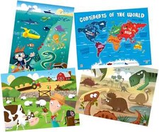 New PlayMonster 4-Pack Kids Puzzle Set   Dino, Farm, Sea  World Map Fun