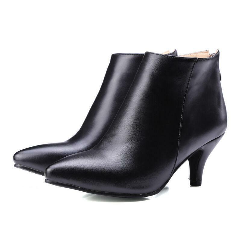Women Kitten Heels Pointed Toe Zip Casual Ankle Boots Casual  Women\'s Kitten Heel Ankle Boots Pointed Toe Zipper Dress Shoes main image 0