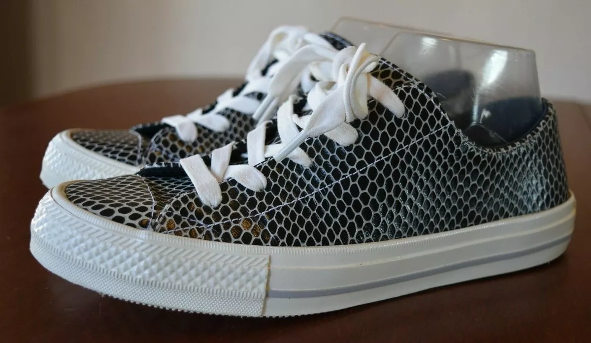 Converse Star Leather Black Snake Skin Rare Us Women 7 eBay