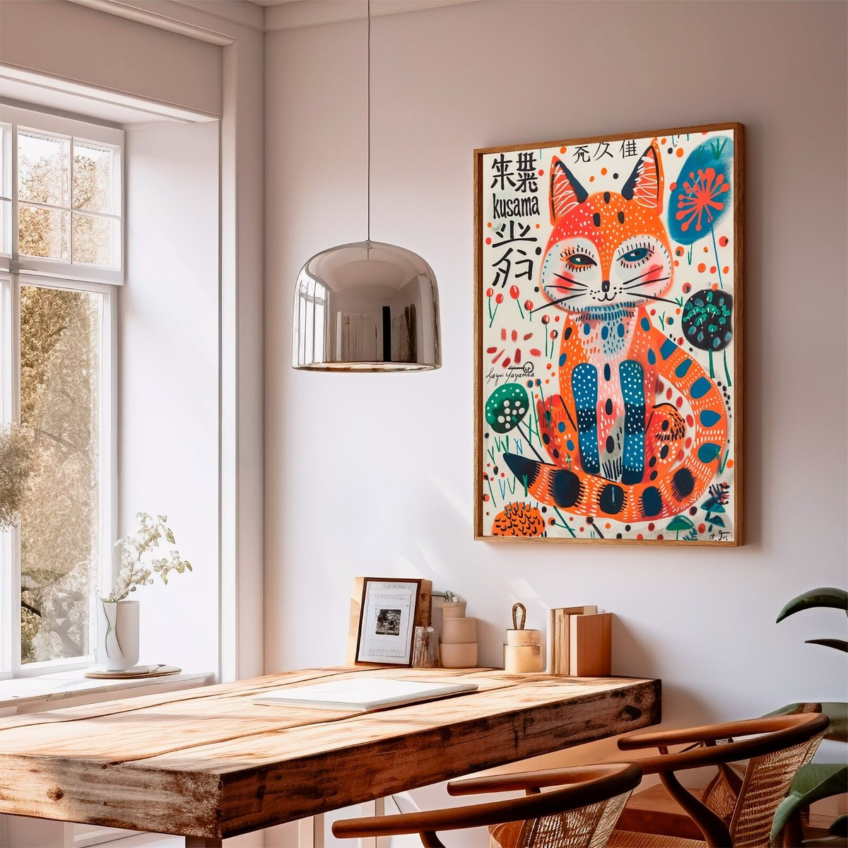 Yayoi Kusama Asian Polka Dot Fox ART PRINT Poster Japanese Wall