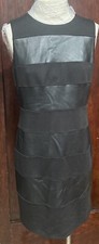 Calvin Klein Black Dress Sleeveless Faux Leather size 6 (P1)