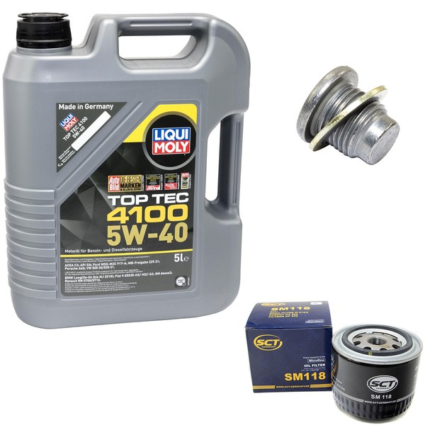 MotoröL ÖLfilter SM118 5W40 5Liter + ÖLablassschraube FüR Renault Opel Volvo-image