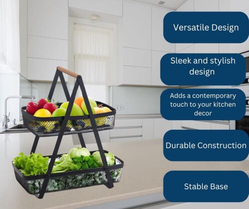 Fruit Basket Handle Holder Rack Vegetable Bowl Storage Stand Snack Bread Rack - Picture 13 of 14