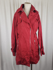 Celsius Premium Double Breasted All Weather Pu Coated Red Trench Coat Womens Xl