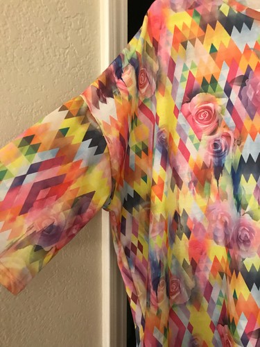 2 EUC Lularoe M Irma Colorful Paisley, Flowers and Diamonds. Orange Pink yellow