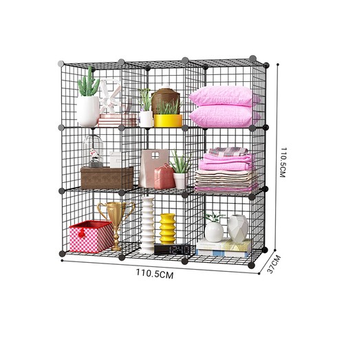 SOGA 2X DIY Shelf 9-Cube Bag Shoes Storage Organiser Portable Foldable Blackz - Picture 7 of 10