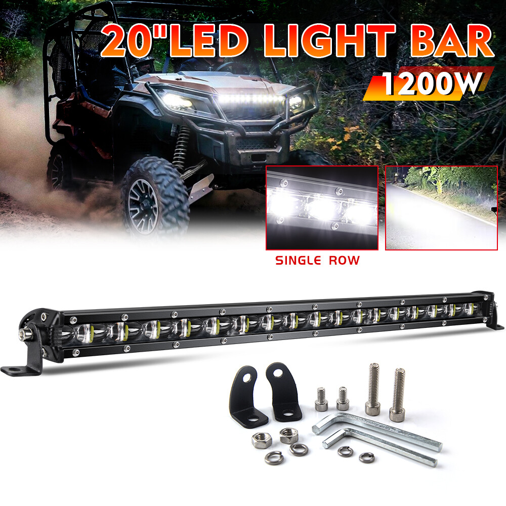 6D 20inch 1200W Slim LED Light Bar Single Row Combo Driving Truck Offroad 22