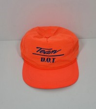 Vintage Barker Specialty Neon Orange Team DOT Snapback Baseball Hat Made In USA
