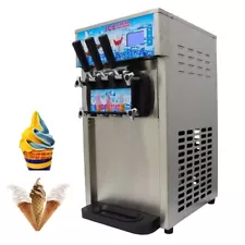 3 Flavors Soft Serve Ice Cream Machine Ice Cream Maker 110V 16-18L/H 2 4.5L Tank