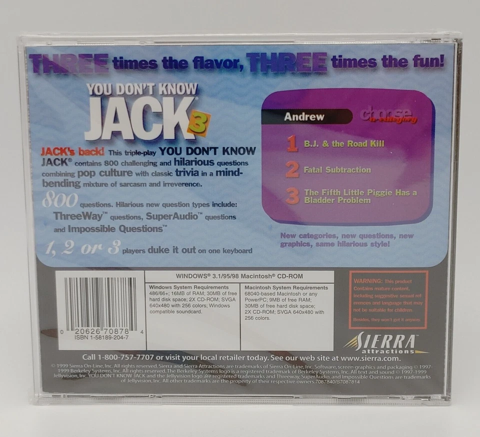 YOU DONT KNOW JACK Quiz Show Party Game  Volume 3 PC Windows / Mac 1999 New - Image 2 of 3