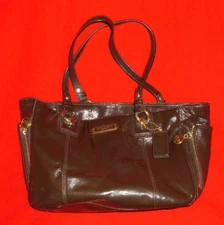 Coach Gallery Shoulder Bag Purse Handbag Brown Patent Leather F20431