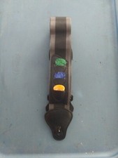 Nice Grey And Black Nylon Guitar Strap With Built In Pick Compartments