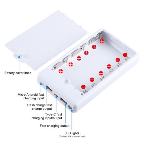 For 4 or 6 Slot 18650 3.7V 3600mAh Li-ion Battery Case Charging Box Rechargeable - Picture 10 of 46