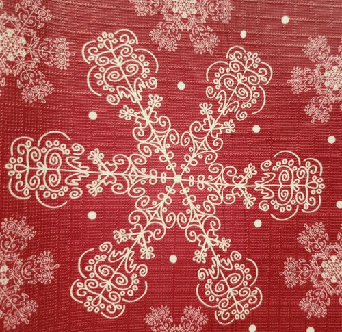 Peva Flannel Back Tablecloth, 60"x84" Oblong (6-8 ppl) SNOWFLAKES ON RED, Trends - Picture 5 of 12